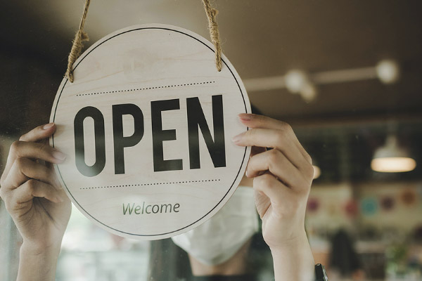 Open sign of a business cafe