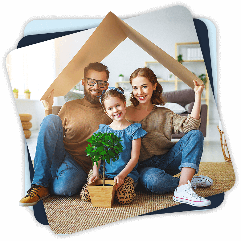 Happy Family in their House pleased with their House Insurance