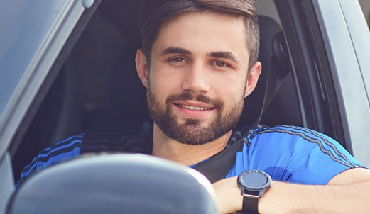 Young Driver In his Car