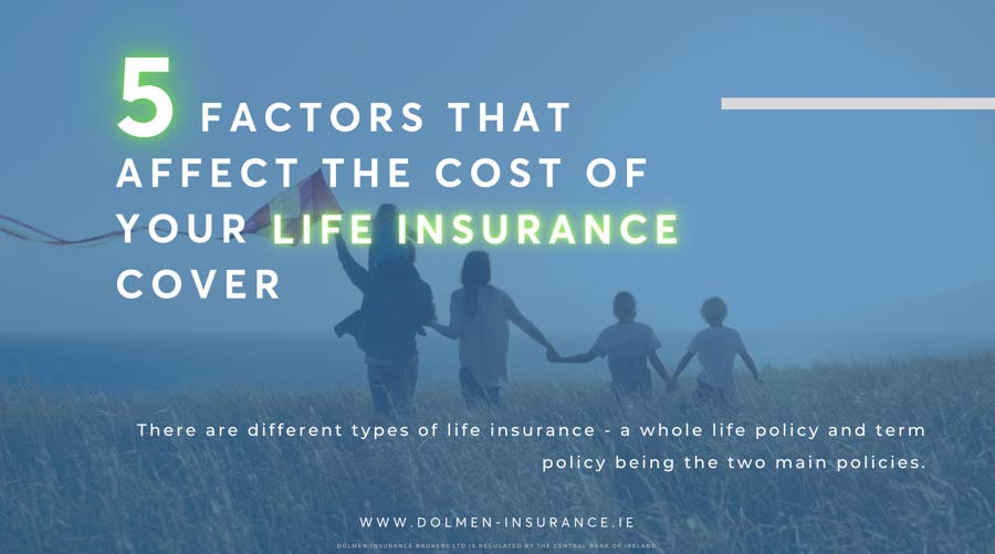 Text says 5 factors that affect the cost of your life insurance cover.