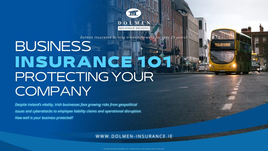 Image shows Dublin Bus. Text regarding insurance for your company.