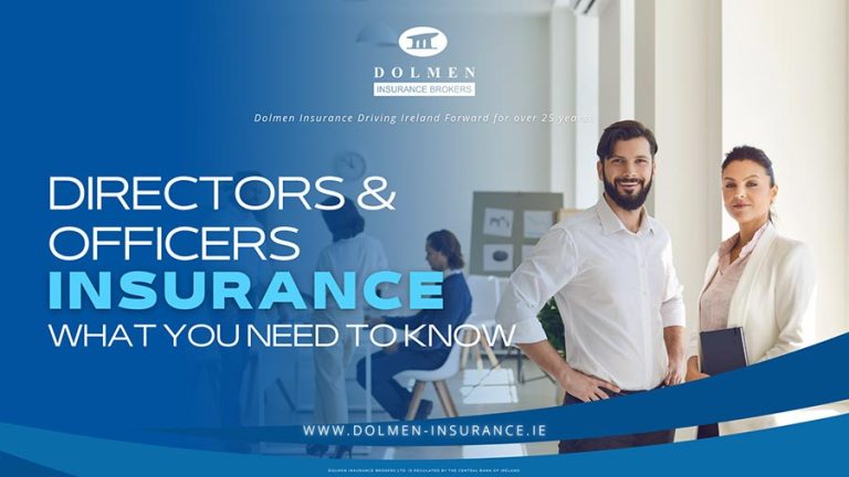 shows woman and man in business attire. Text is regarding Director and Officer insurance.