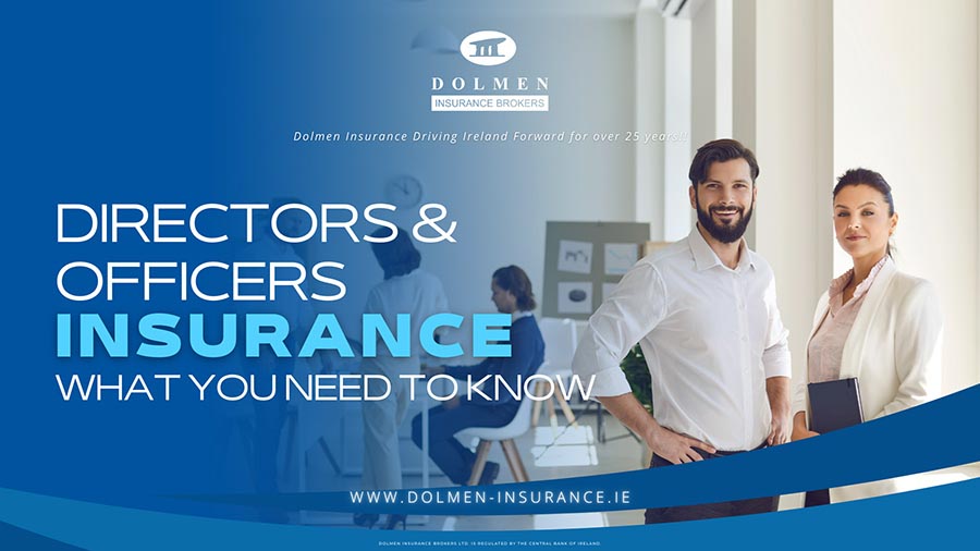 shows woman and man in business attire. Text is regarding Director and Officer insurance.