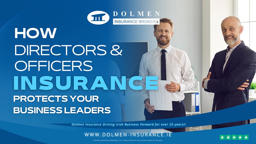 Shows two people in suits. Text regarding Directors and Officers insurance.