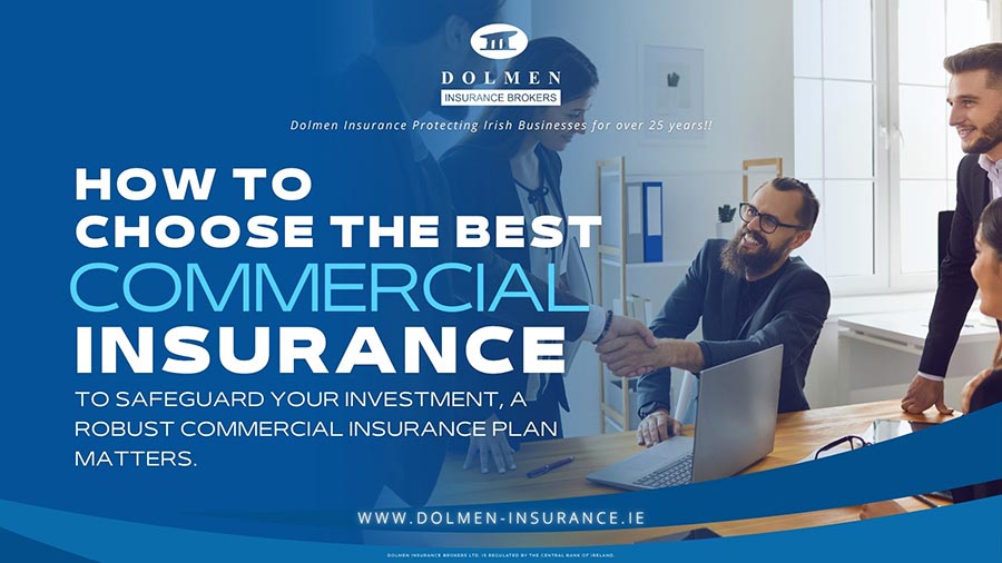 Blog shows people around computer on table. Text talks about commercial insurance.