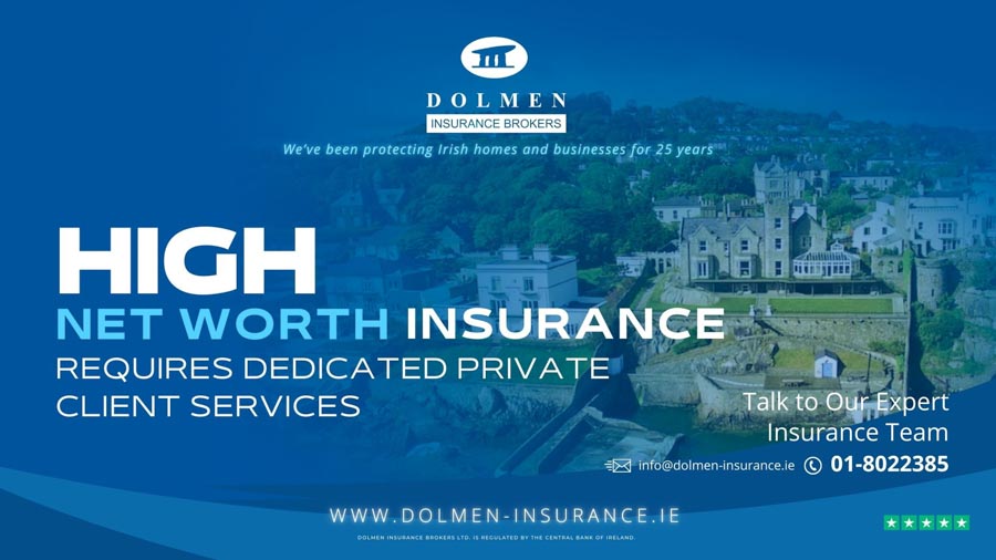 Dolmen Insurance blog cover showing a coastal estate with text about high net worth insurance and private client services