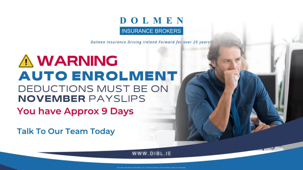 Dolmen Insurance Brokers Auto enroloment image of worried business man in Ireland at his desk.jpg