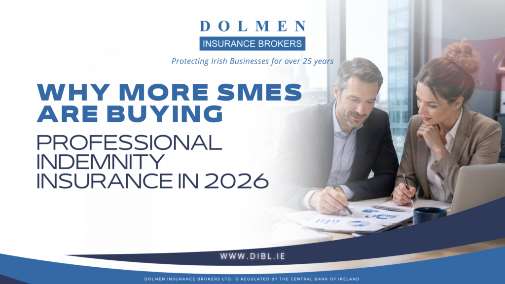 Business man discussing professional indemnity insurance with a female insurance expert in an office in Dublin Ireland